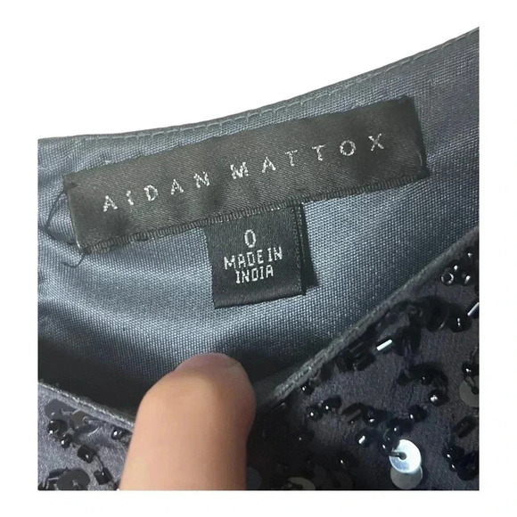 AIDAN MATTOX COLD SHOULDERS SEQUINS MINI DRESS GRAY/BLUE IN COLOR SIZE 0‎ - Picture 6 of 9